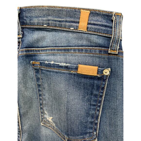 Size 25 7 for All Mankind Blue Distressed The Ankle Skinny Womens Jeans - Picture 6 of 8